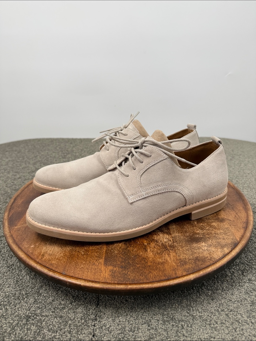Johnston & Murphy Shoes Mens 10.5 M Classic Beige Suede Derby Oxford Plain Toe